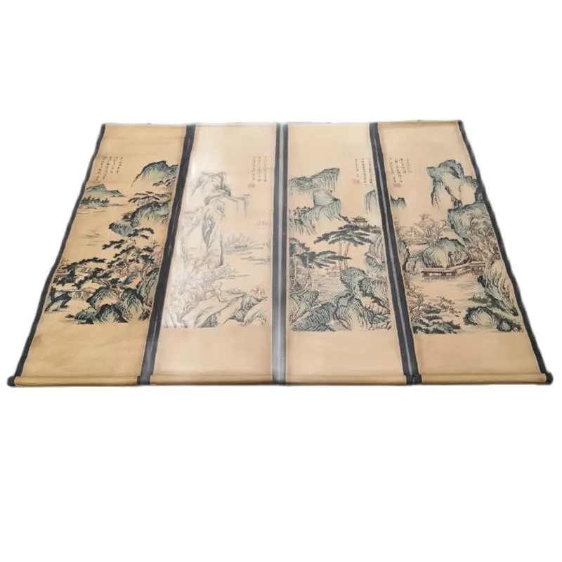 Китайская Картина знаменитостей старые свитки четыре экрана украшение