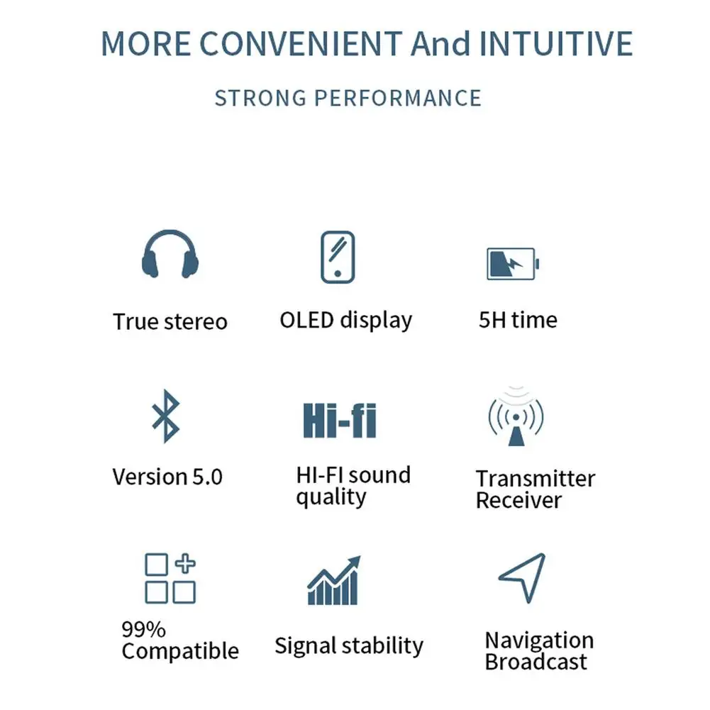 

New product OLED color screen Bluetooth 5.0 two-in-one wireless receiver transmitter AUX Bluetooth adapter