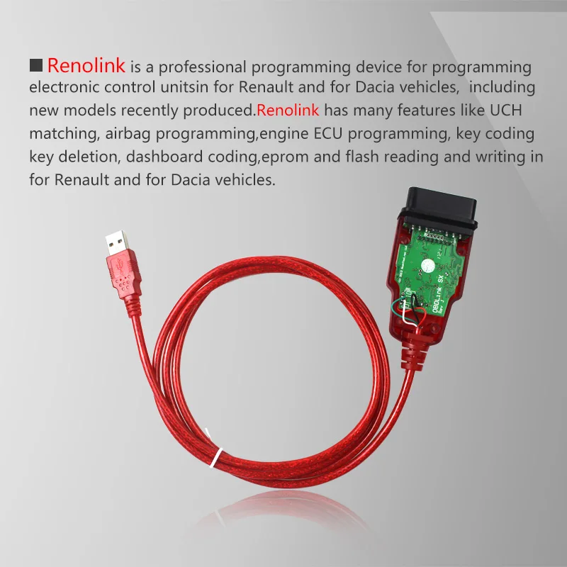 Программатор Renolink OBD2 ECU V1.52 кодирование по CD ключей UCH приборной панели функции