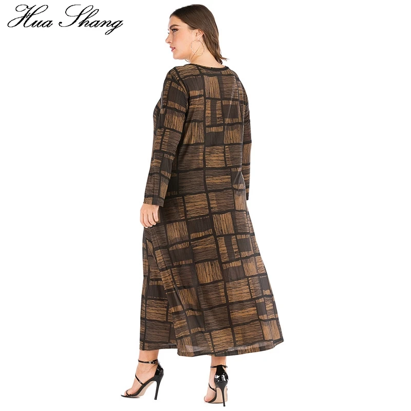 Женское свободное платье большого размера d летнее винтажное в клетку с круглым