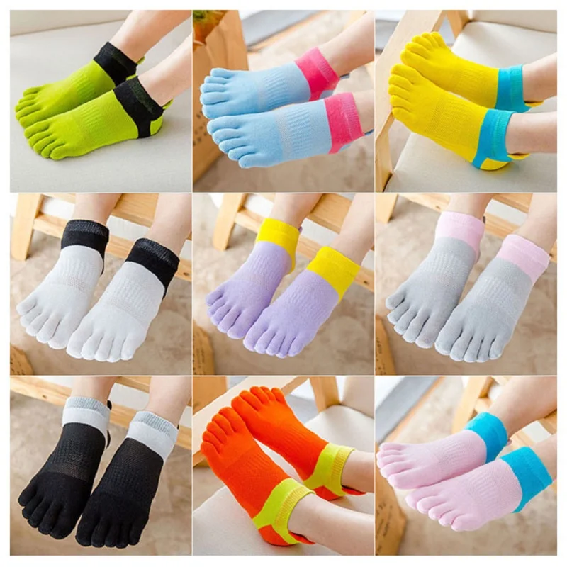 Новинка женские носки хлопковые с пятью пальцами сетчатые короткие счастливые