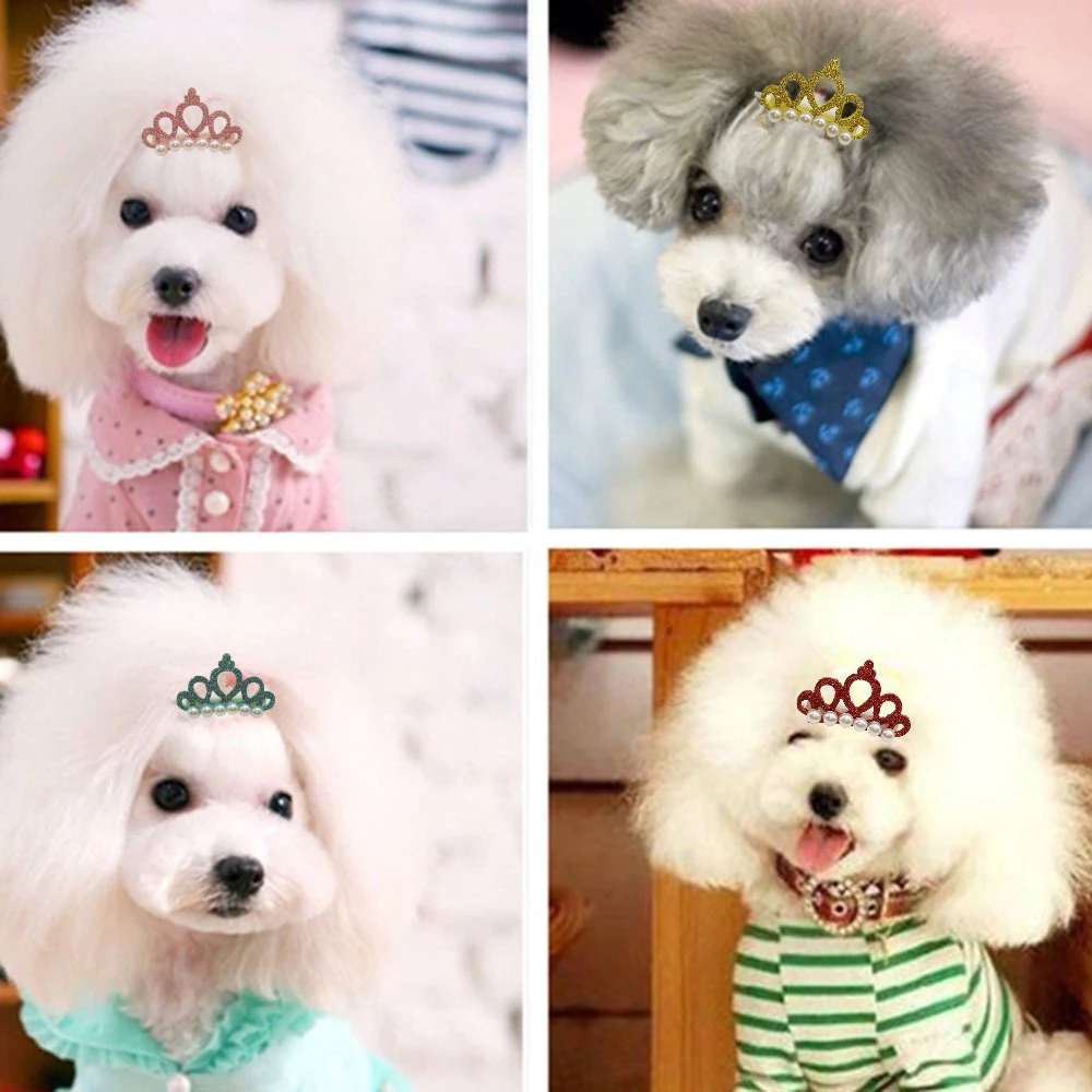 

Hot Sale Dog Accessories Pet Grooming for Puppy Beautiful Dog Hair Clip Crown Bow Pet Hairpins Dog Multicolor Cat Headwear