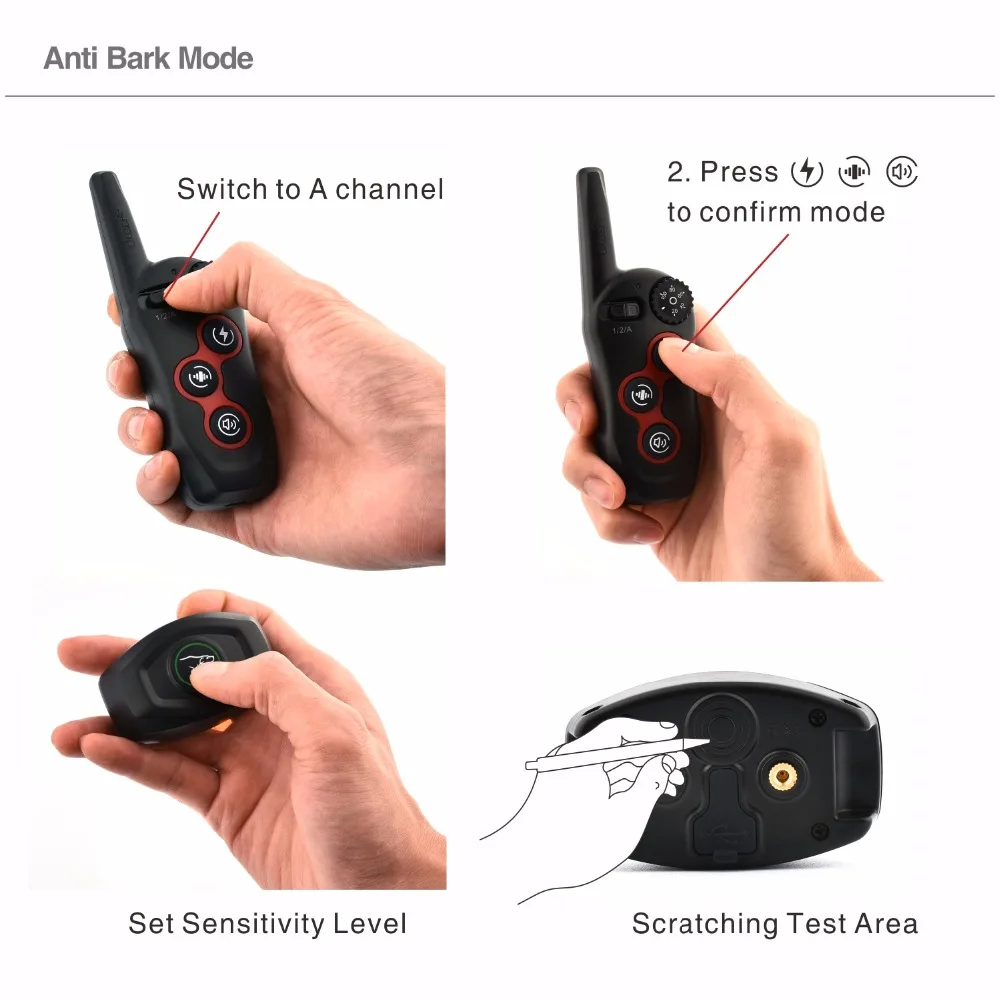 

400M Dog Anti Bark Stop Collar Electric Shock Waterproof Remote Dog Bark Control Pet Training Collar Rechargeable for 2 Dogs