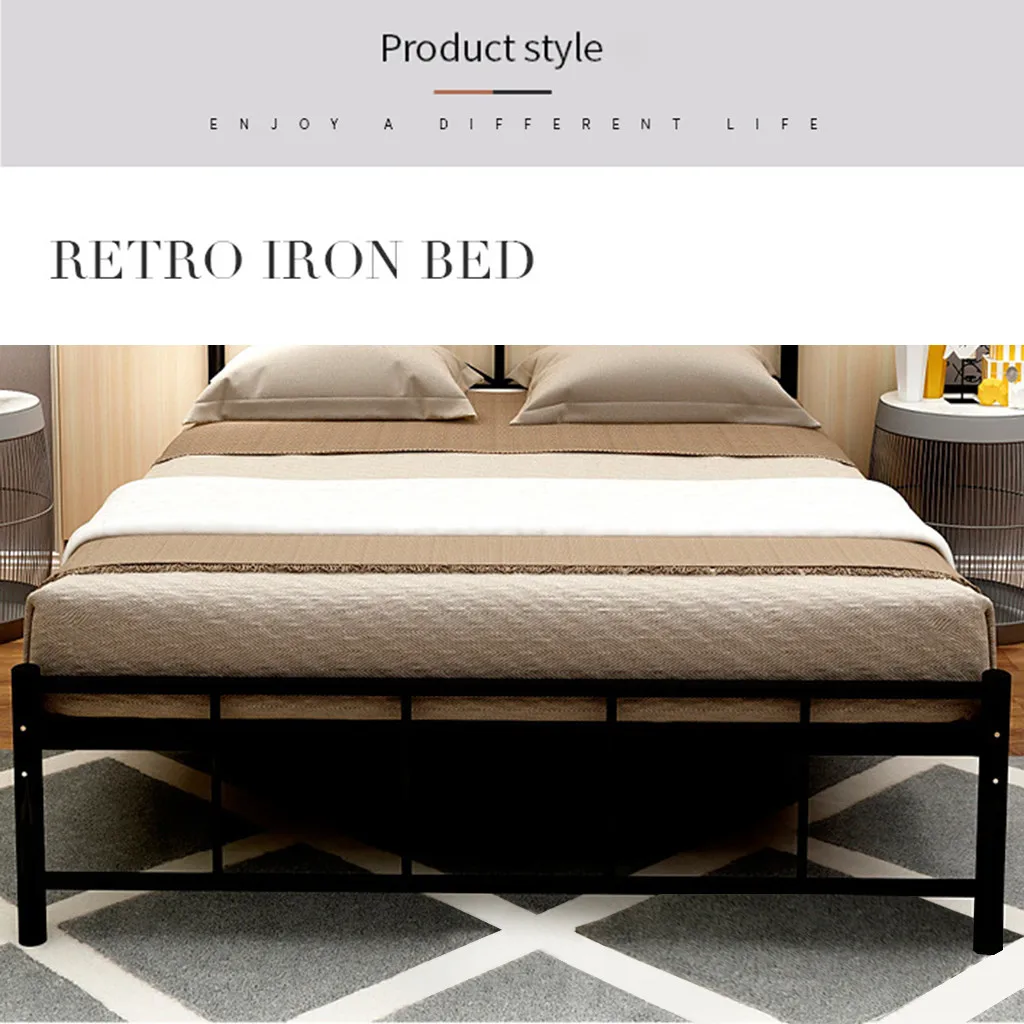 

US WarehouseMetal Bed Frame With Black Ball Headboard And Footboard The RUStic Style Free Shipping Dropshipping USA#HWC