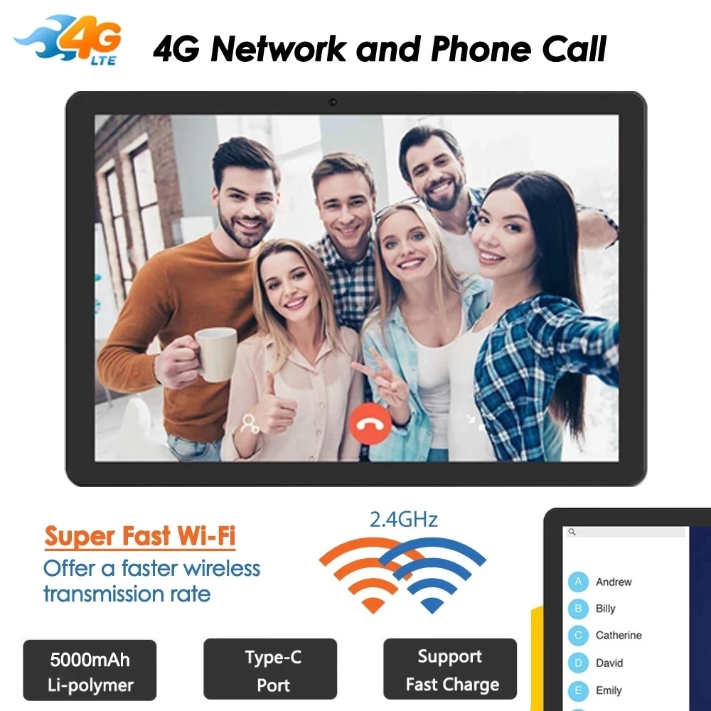 2021 Newest 10 inch Tablet PC Android 9.0 Octa Core 32GB ROM 5.0MP IPS 1280*800 GPS Wifi Phone Tablets 10.1 + 64GB Memory Card