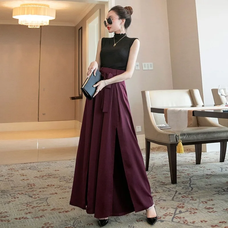 Женский офисный костюм-двойка повседневный комплект из рубашки без рукавов и