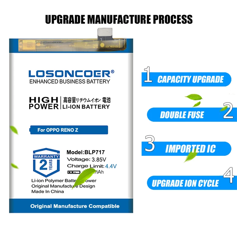 LOSONCOER Топ бренд 100% новый 4500mAh BLP717 Аккумулятор для OPPO RENO Z сменные