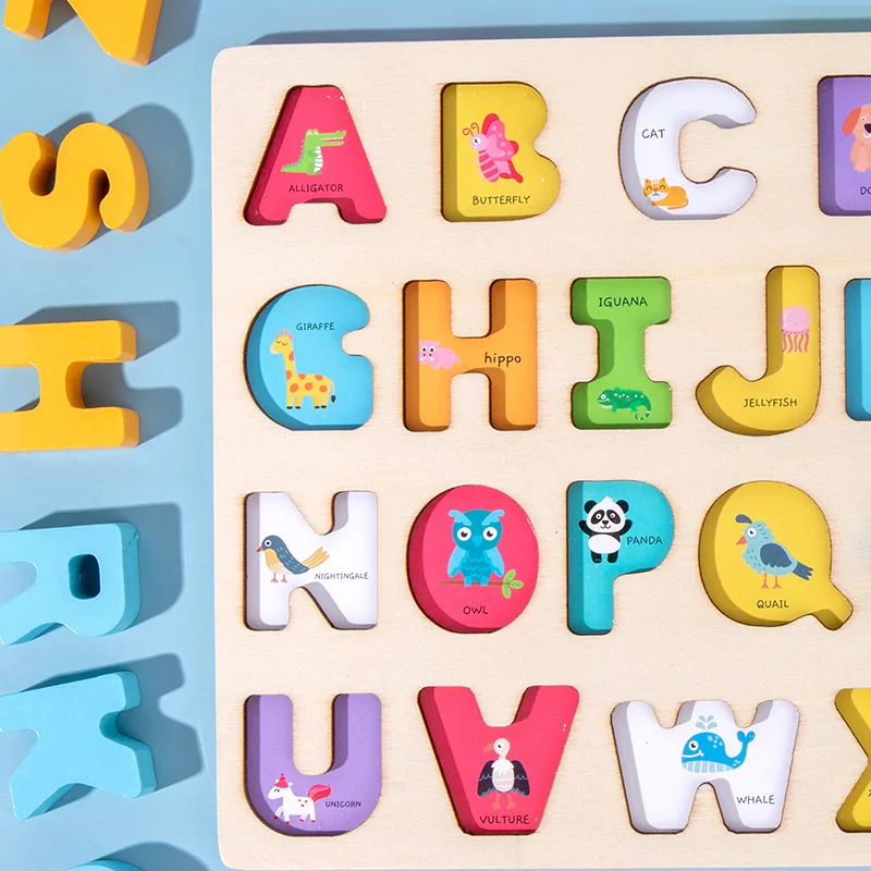 

Kids Early Educational Montessori Toys ABC Puzzle Digital Wooden Toys Jigsaw Letter Alphabet Number Learning Puzzle Baby Toys