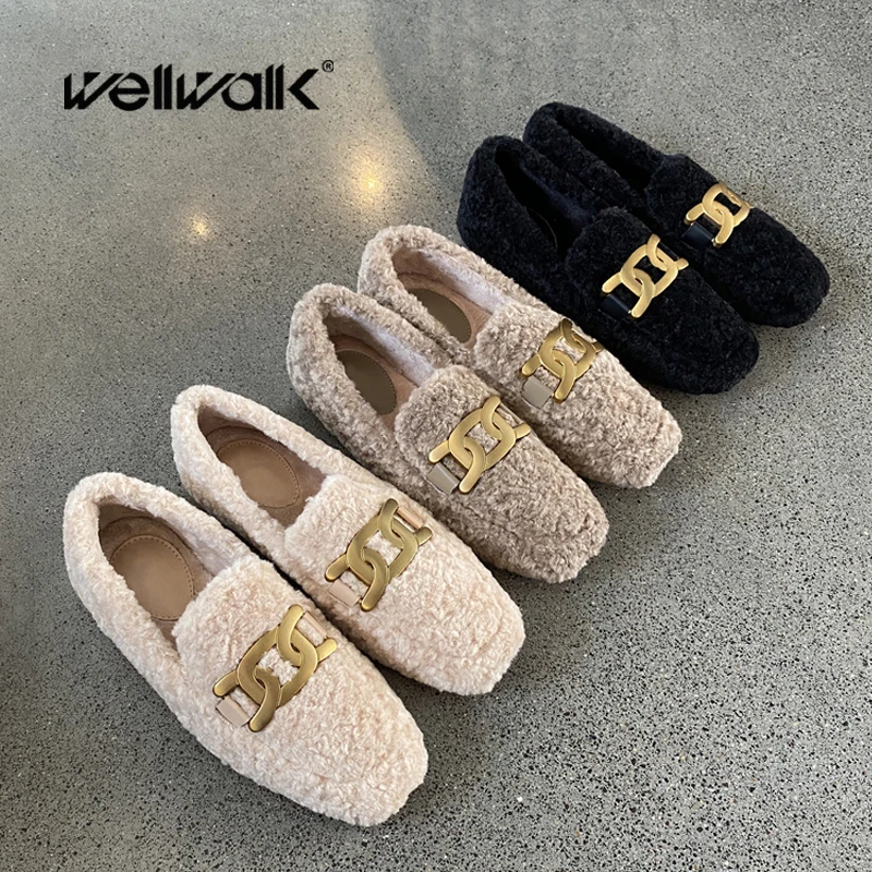 Брендовые женские меховые туфли на плоской подошве с пряжкой зимняя домашняя обувь брендовые новые