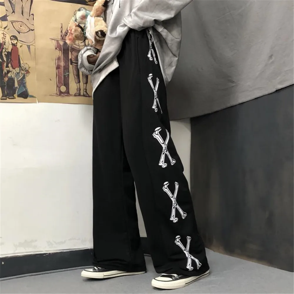 

Black Cool Trousers Cool Autumn Men Loose Lighting Print Sweatpants Hip Hop Streetwear Male Pencil Pants Funny Japan Punk Pants