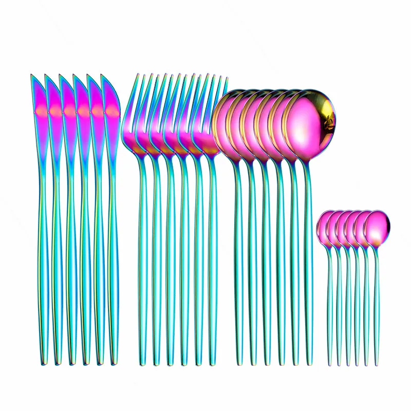 

24pcs Gold Dinnerware Set Stainless Steel Tableware Set Knife Fork Spoon Luxury Cutlery Set Gift Box Flatware Dishwasher Safe