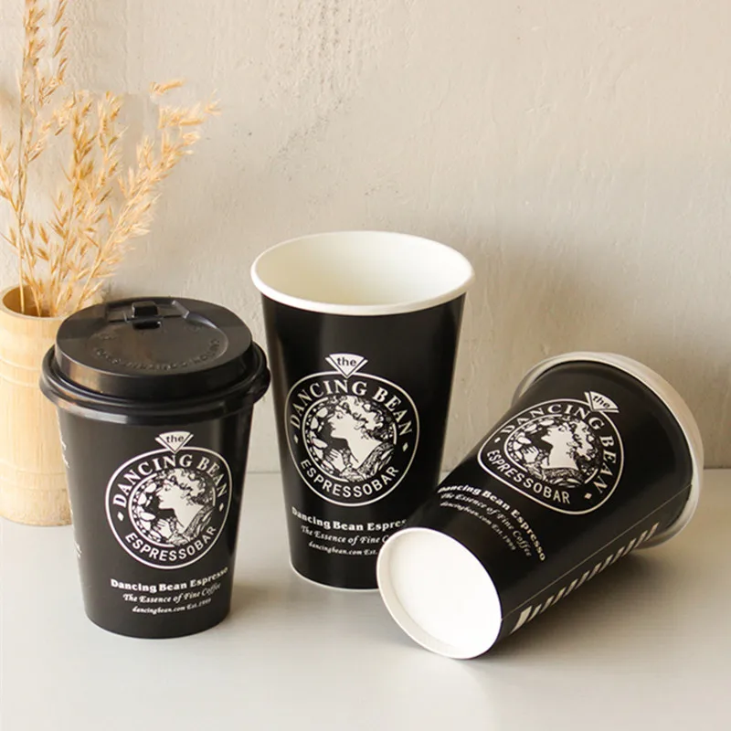 50 шт. Высококачественная креативная черная одноразовая кофейная чашка для