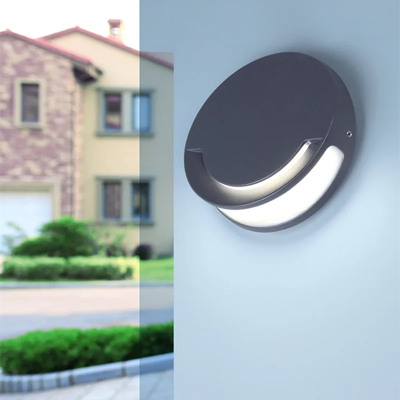 

Modern Garden Park Wall Light Creative Smile Face Round Bathroom Study Aisle Light IP44 Led Outdoor Wall Sconce Free Shipping
