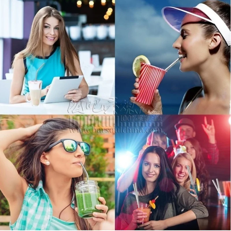 304 соломинки многократного использования из нержавеющей стали прямая изогнутая