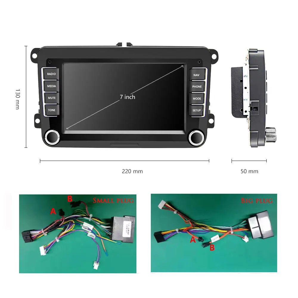 $95.50 Podofo 8G+128G Android 10.0 2 din Car Radio Stereo Receiver GPS For VW/Volkswagen/Golf/Polo/Tiguan/Passat/b7/b6/SEAT/leon/Skoda