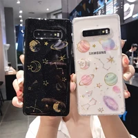 lovecom transparent glitter planet phone case for samsung s21 plus s20 ultra s10 a50 a70 note 20 10 pro stars soft tpu back bag