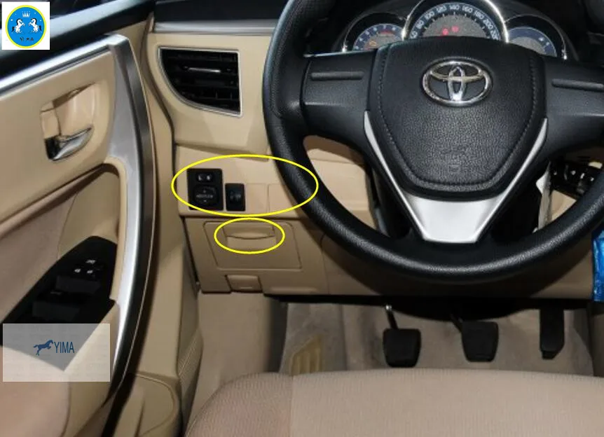 

For Toyota Corolla 2014 2015 ABS Headlight Lamp Switch + Glove Storage Box Handle Sequins 2 PCS / Set