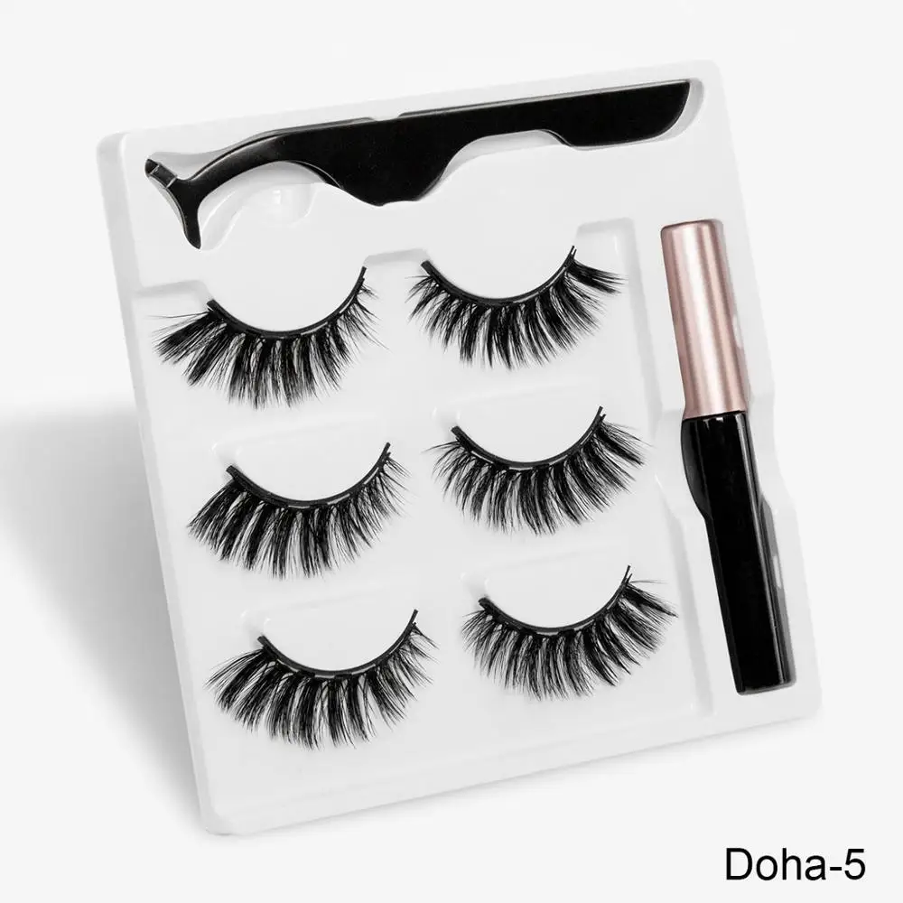 DOHA Магнитные ресницы Набор натуральные длинные 3D Искусственные магнитные накладные ресницы легко носить мягкие норковые ресницы накладные ресницы для наращивания ресниц - Цвет: DOHA