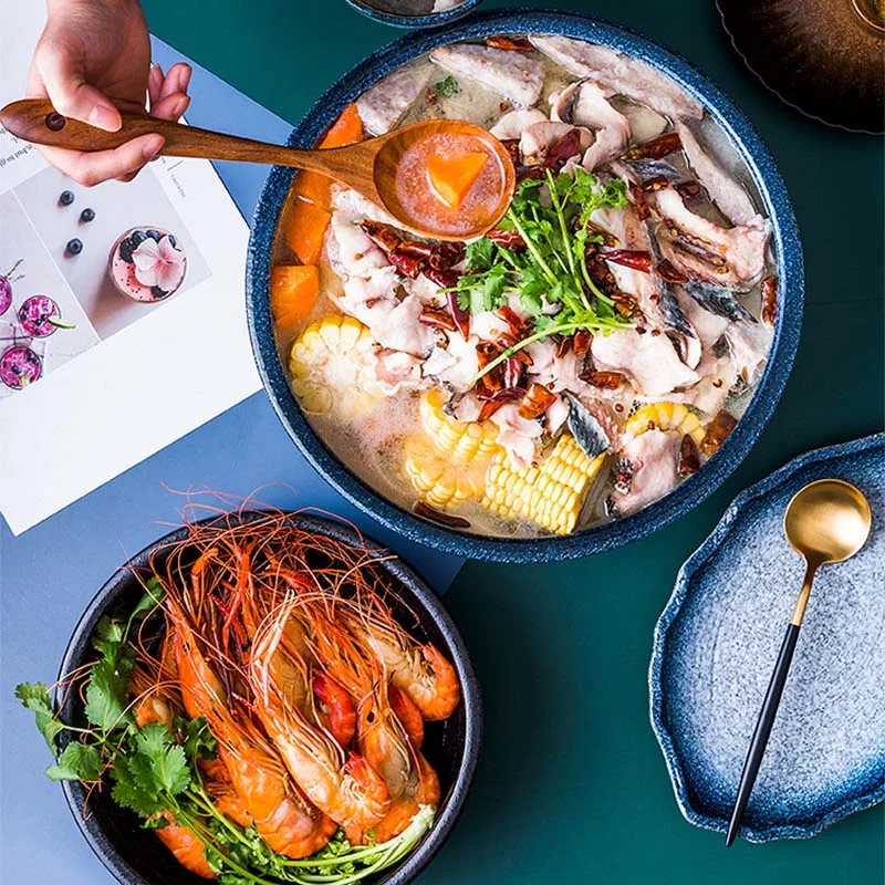 

FANCITY Pickled cabbage fish large pot bowl large soup bowl soup pot noodle bowl household ceramic bowl boiled fish bowl hotel r