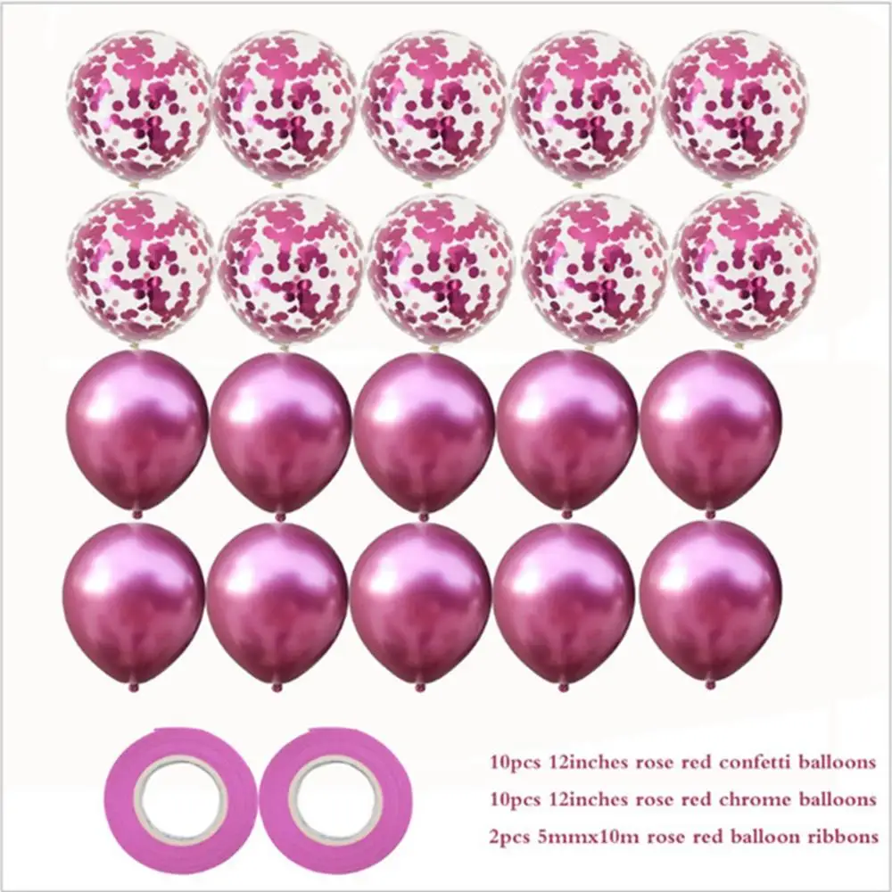 

43pcs 12Inch Rose Gold Latex Balloon Set 22pcs Round Confetti Metal Balloon Set 30 Birthday Party Decorations Adult Bride To Be