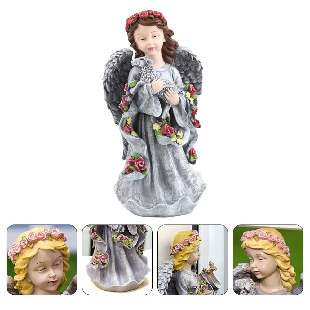 

1PC Retro Angel Girl Ornament Outdoor Balcony Angel Girl Decor Resin Crafts