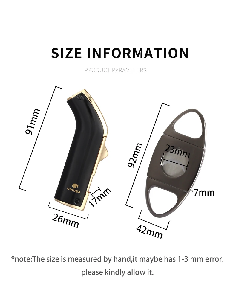 Набор зажигалок COHIBA для обрезки сигар гильотина из нержавеющей стали 2 струйных