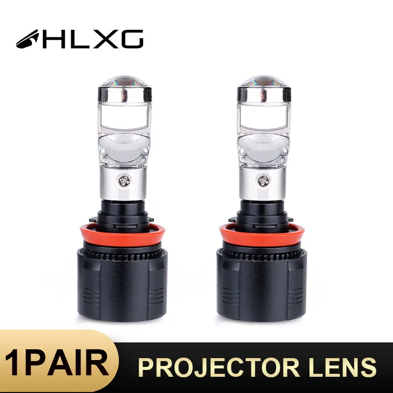 HLXG 2pcs H11 светодиодный мини проектор Объектив автомобильная лампа 28W 12V 10000LM 6000K