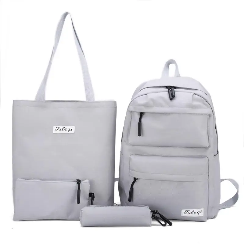 Рюкзак Для женщин холст 4 шт./компл. рюкзак Новая мода mochila feminina Подростковая сумка через плечо для девочек рюкзаки женские сумки - Цвет: Gray
