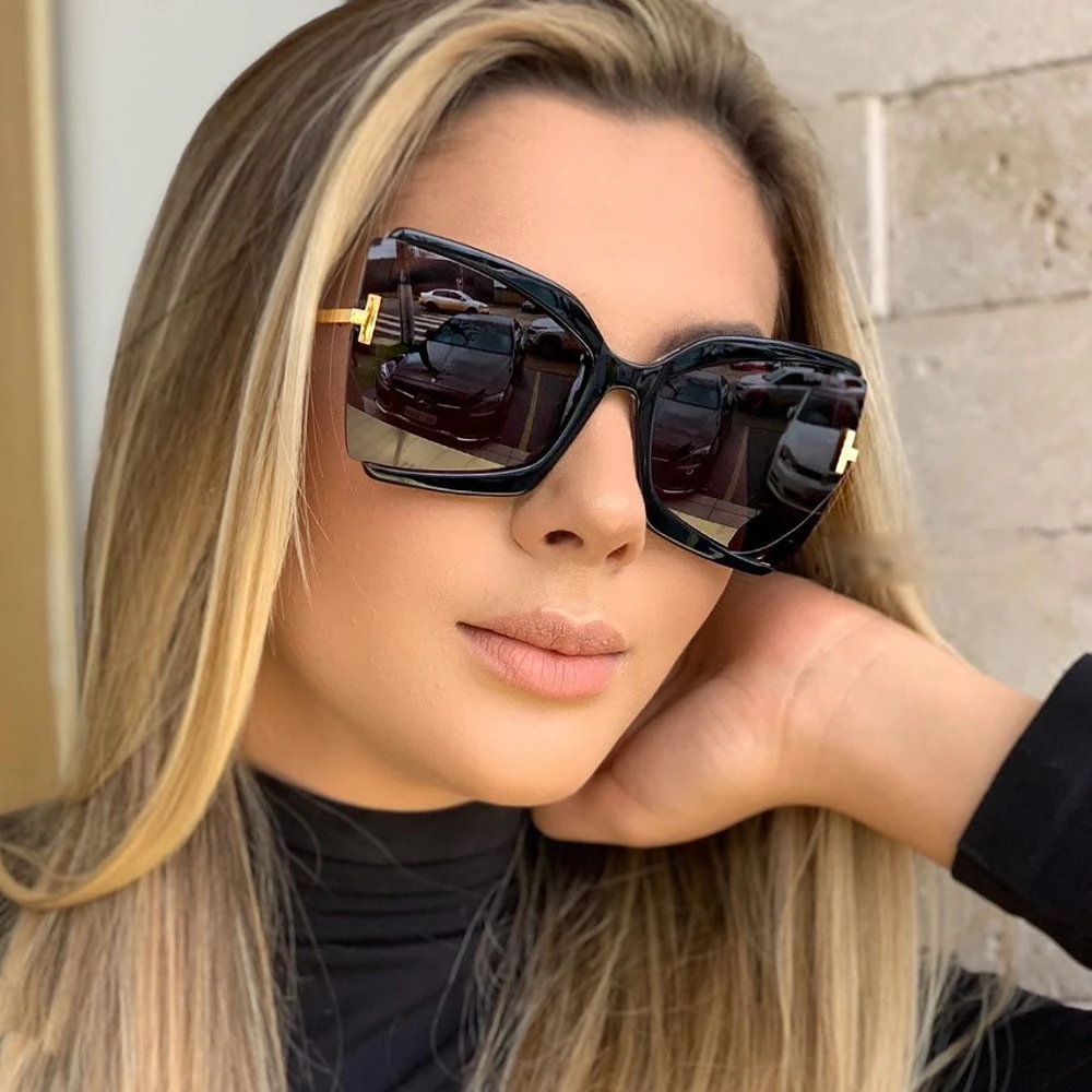 

Brand Designer T Sunglasses 2021 New Oversized Square Women Sun Glasses Female Big Frame Colorful Shades fpr women Oculos