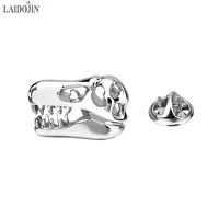 laidojin silver plated dinosaur skull men lapel pin brooches pins fine gift for mensladies clothes collars party jewelry