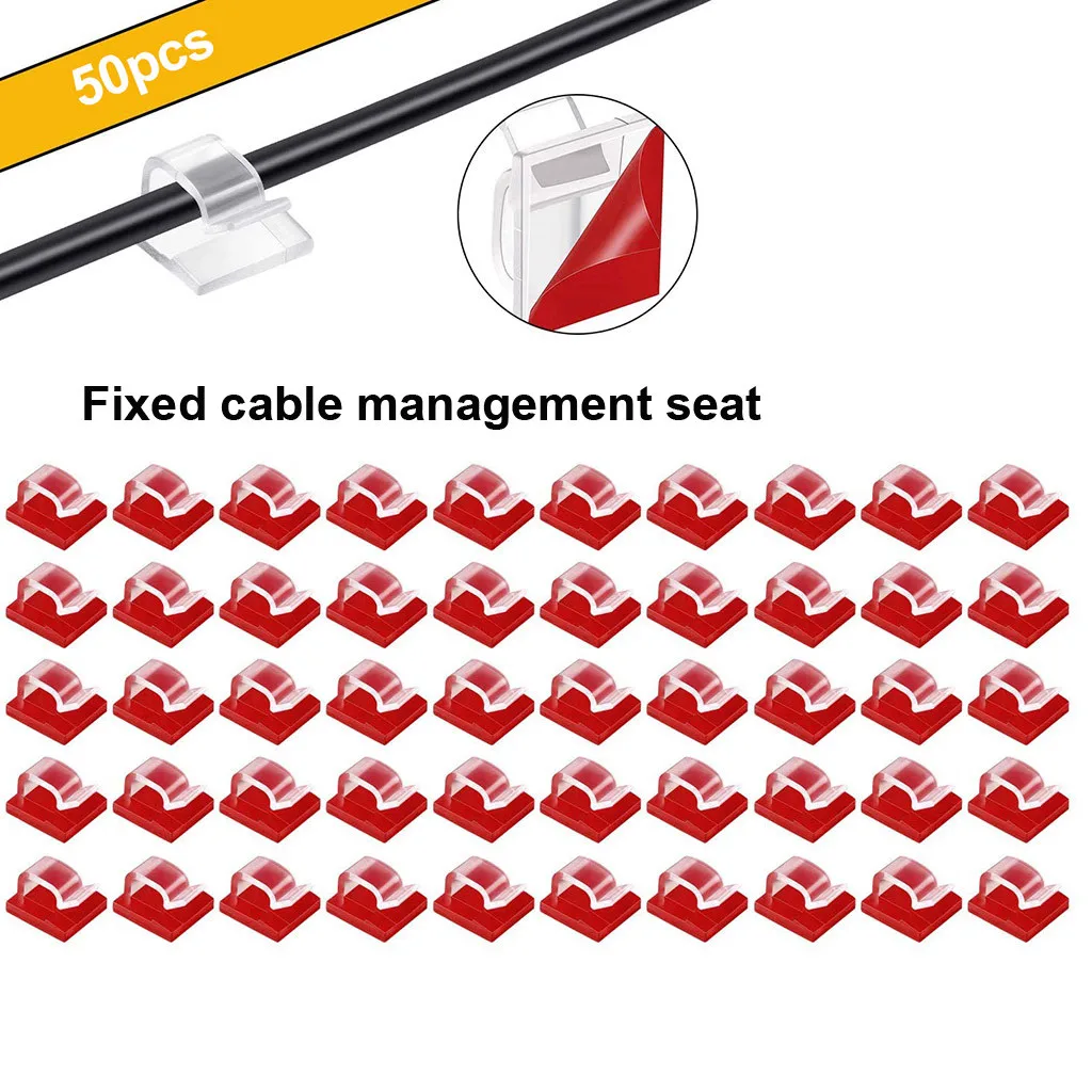 50 шт. зажимы для кабелей самоклеющиеся шнуры управление черный держатель
