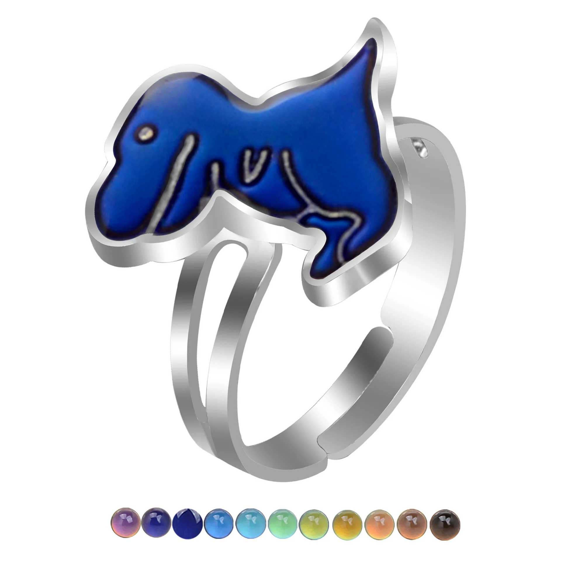 

JUCHAO Mood Ring for Women Temperature Control Color Dinosaur T-Rex Adjustable Rings Girl Magical Strange Jewelry