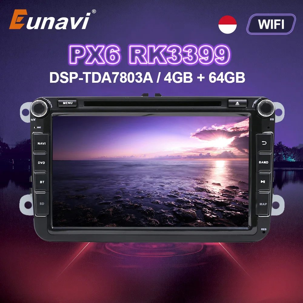 Eunavi 2 Din Android GPS автомобильный DVD Мультимедиа Радио для VW Polo Jetta passat b6 b7 cc fabia Шкода