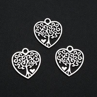 20pcslots 17x19mm antique silver plated tree of life charms heart pendants for diy jewelry creation bulk items wholesale