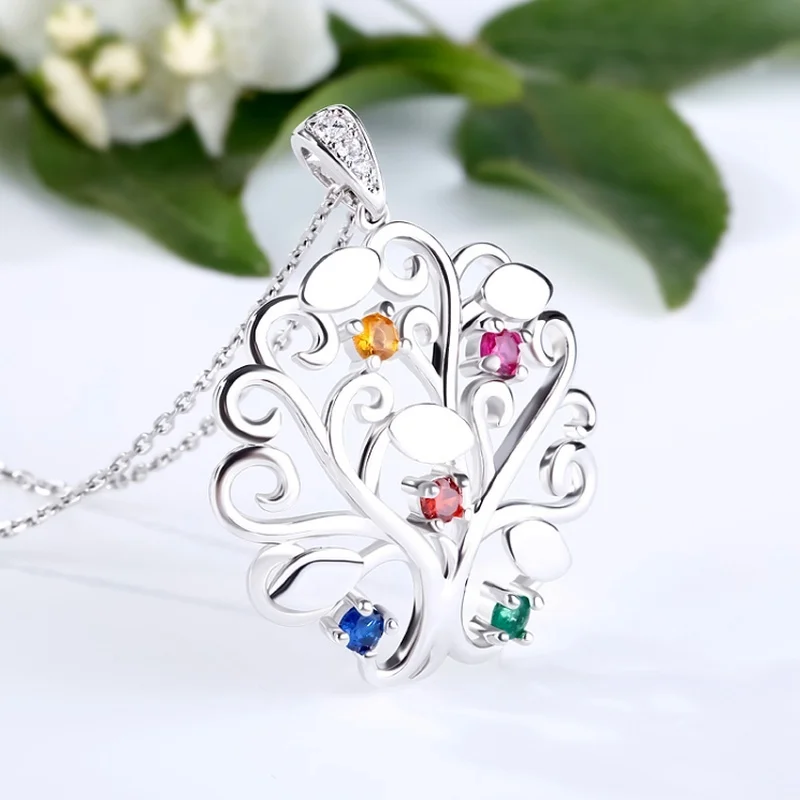

Luxury wild geometric circular hollow carved tree pattern zircon multicolor pendant female fashion romantic charm jewelry gift