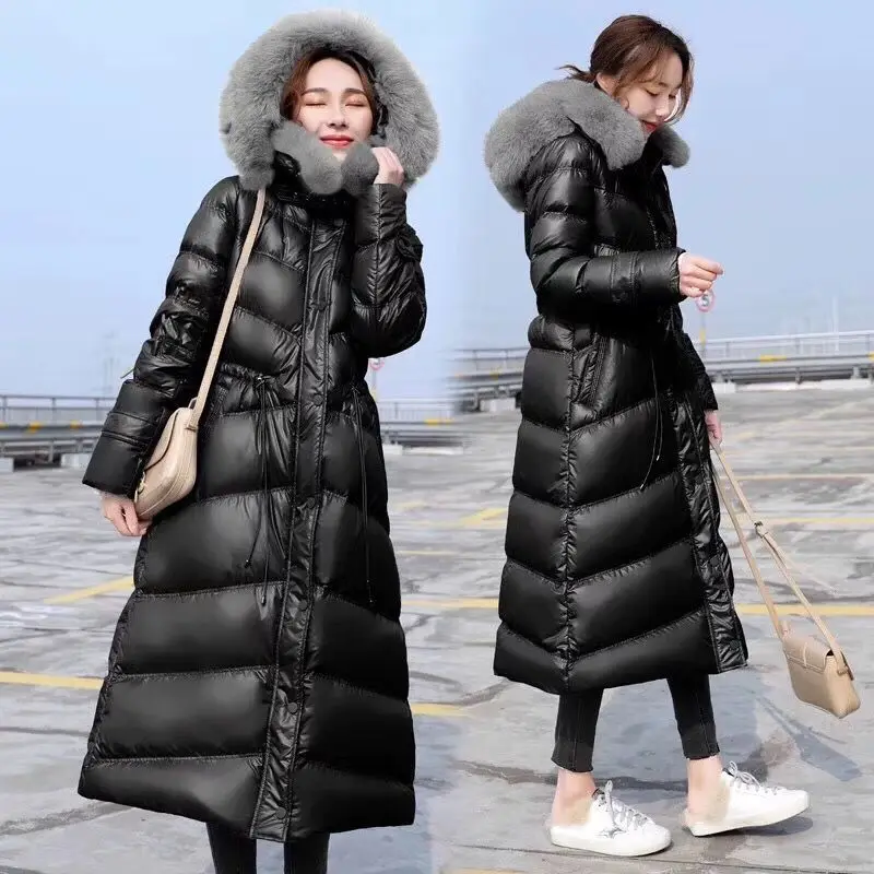 real fur collar BL Bella philosophy, Воротник из натурального Лисьего меха,, женский зимний теплый пуховик, Женская куртка с капюшоном, пуховик на белом утином пуху, длинное пальто, верхняя одежда - Цвет: real fur collar BL