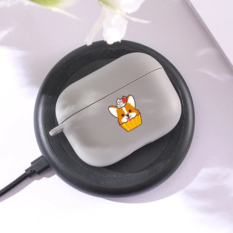 Мягкий чехол с симпатичными собаками корги для наушников Apple Airpods Pro беспроводной