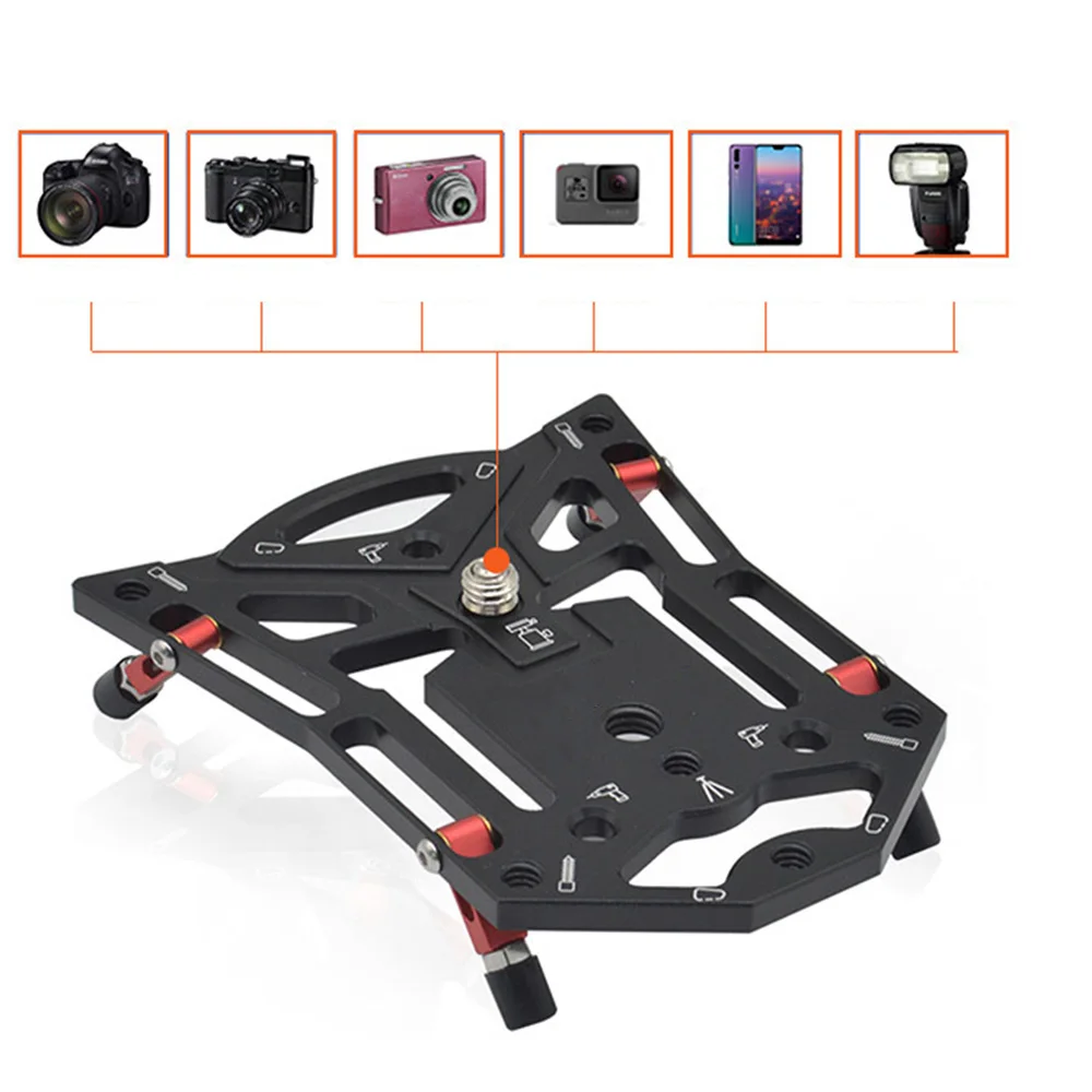 Suporte de Câmera de Liga de Alumínio Suporte para Câmera Plana para Gopro Solta Rápido Estável Base Câmera Telefone Slr Fotografia Peças