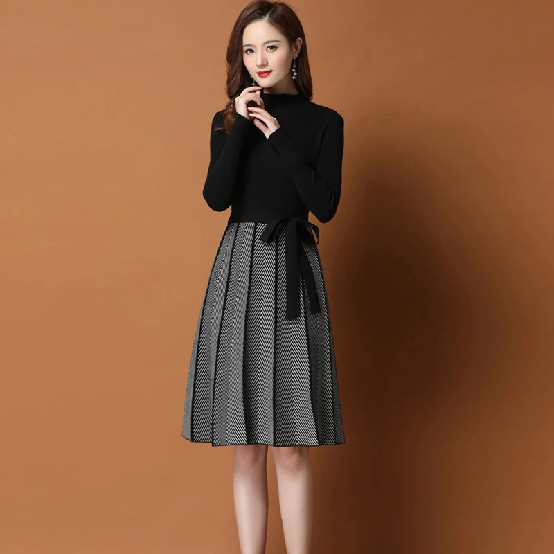 Женское трикотажное платье-трапеция повседневное короткое винтажное платье с