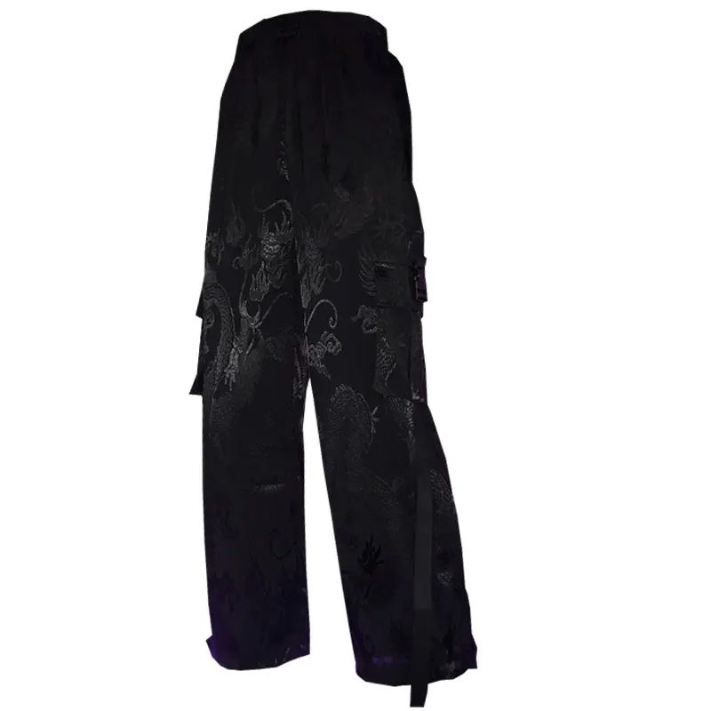 

hot spring Capris New brand korean casual Women's clothing pockets harajuku ulzzang Female high loose straight Drawstring pants