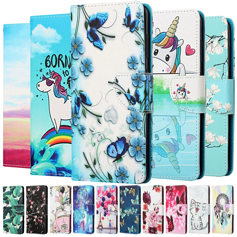 

Flower Leather Wallet Cover For Samsung Galaxy S21 Ultra S20 FE S10 Plus S21Plus Flip Case Car Unicorn Capa Phone Protective Bag