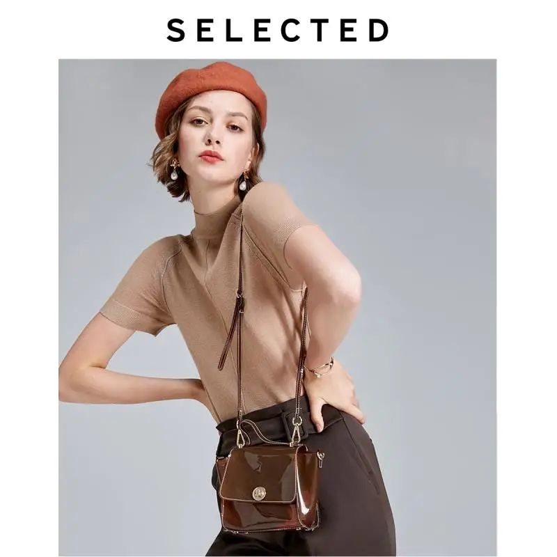 Отборный Женский вязаный свитер из овечьей шерсти с короткими рукавами яркой