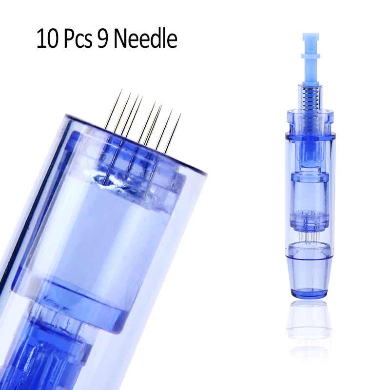 9 Pin 10PCS Dr.Pen A1-C MYM Microneedling Ручка микро-штыковая Порты и разъёмы иголочный картридж BB светящиеся устройства ”Проводная электрическая Dr.Pen мануального татуажа бровей - Габаритные размеры: 9 Pin 10PCS