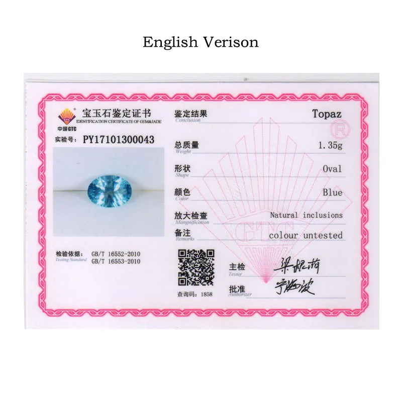 GTC Jewerlry сертификат Ювелирные изделия с драгоценными камнями профессиональный