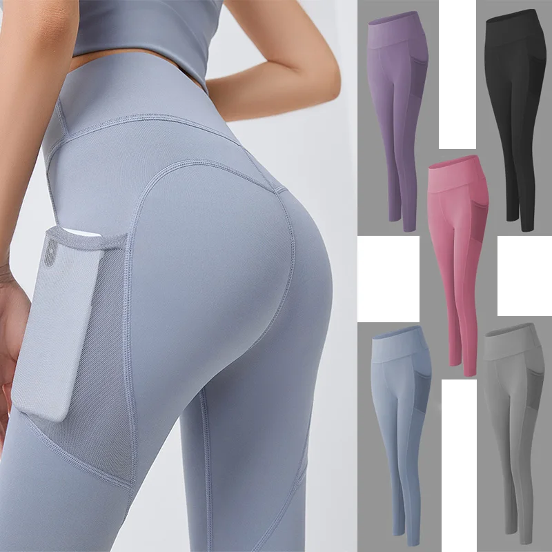 

Women Yoga Leggings Seamless High Waist With Pockets Workout Breathable Fitness Clothing Training Pants Female Trousers