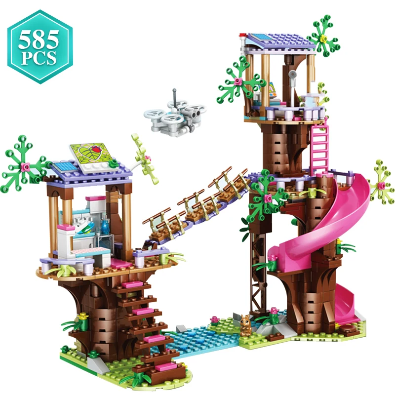 

In stock Friends Jungle Rescue Base Slide Amusement Park Building Blocks with Bricks Toys Girls Winter Holiday Gift