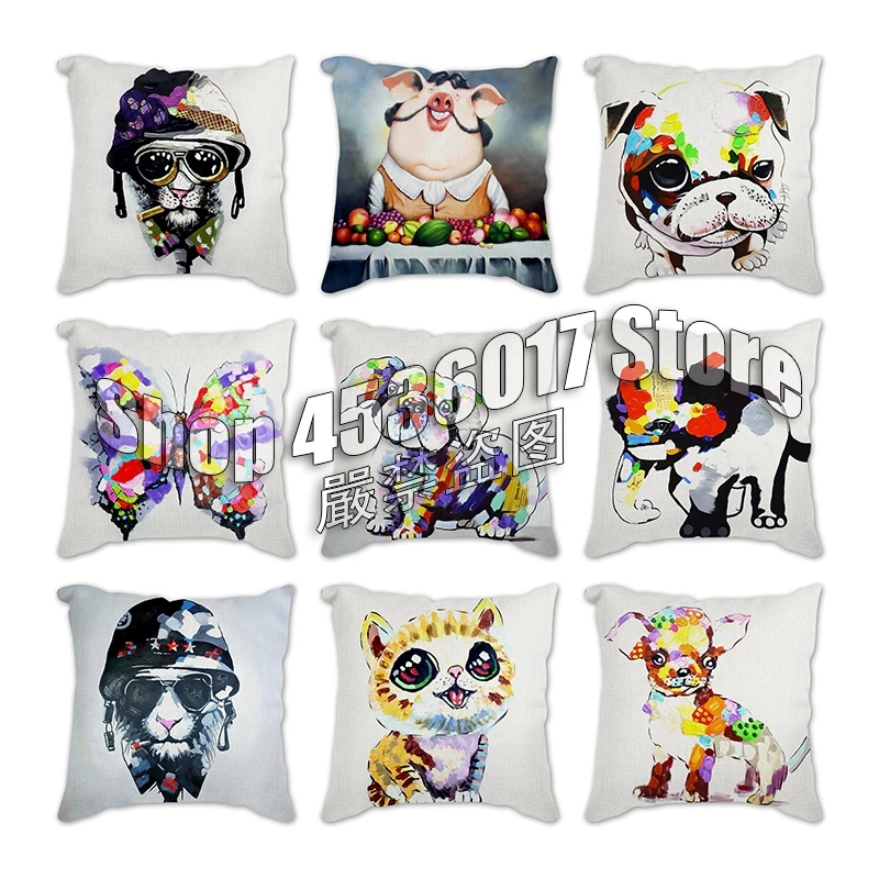 

Cotton Linen Cushion Cover Watercolor animals Pillow Case Home Decorative Pillows Cover for Sofa Car Pillowcase fall pillow case