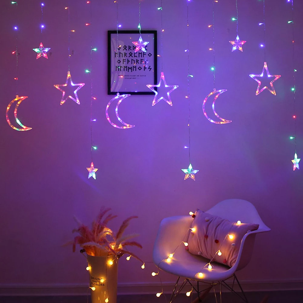 

Гирлянда-занавес, светодиодная, в виде звезд и Луны
