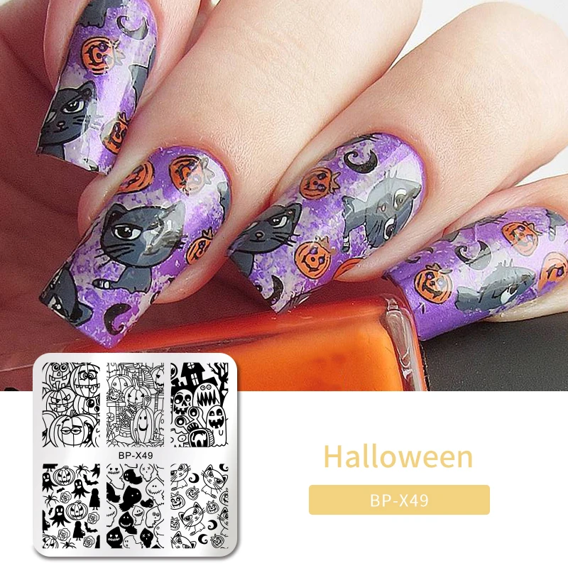 Halloween13 BORN PRETTY дизайн ногтей штамп штамповка шаблон цветок геометрии любовь DIY маникюр изображение пластины из нержавеющей стали дизайн ногтей трафарет - Цвет: Halloween13