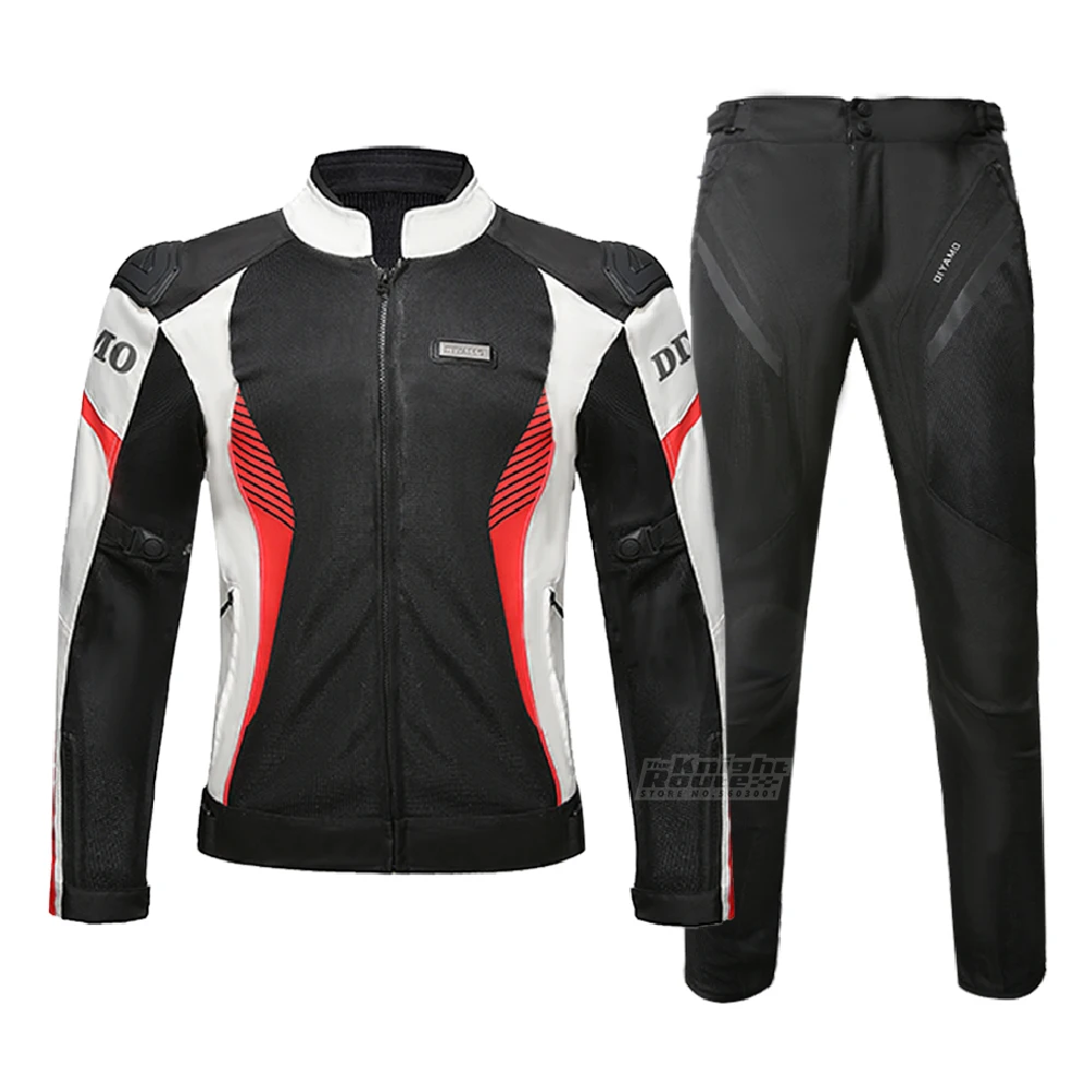 

Black Red Motorcycle Jacket Men Motobiker Breather Riding Suit Moto Jacket & Pants Biker Touring Motocross Body Protection Gear